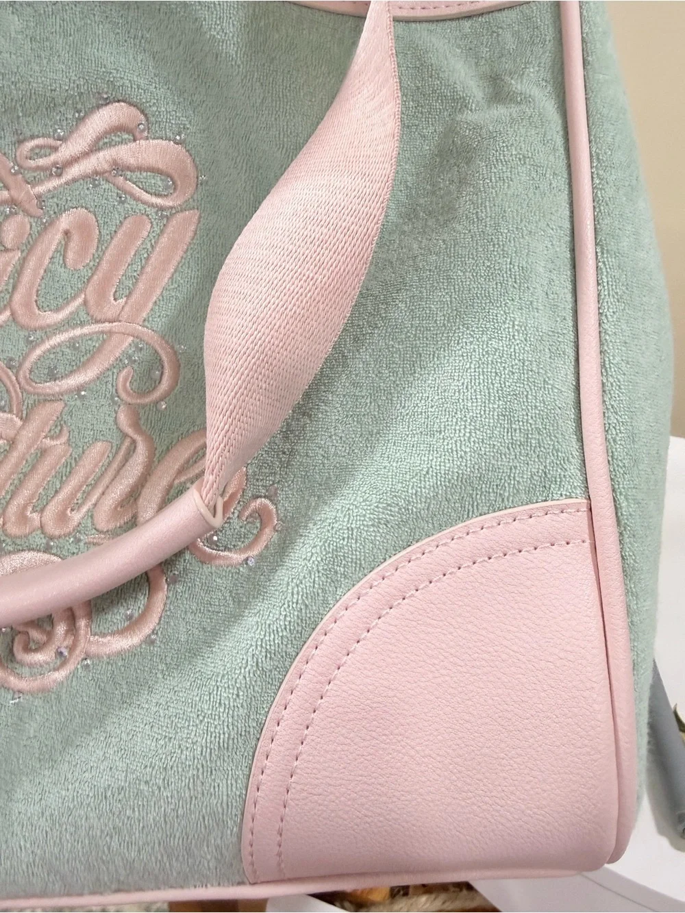 Juicy Couture Mint and Pink Tote with Ice Cream Charm
